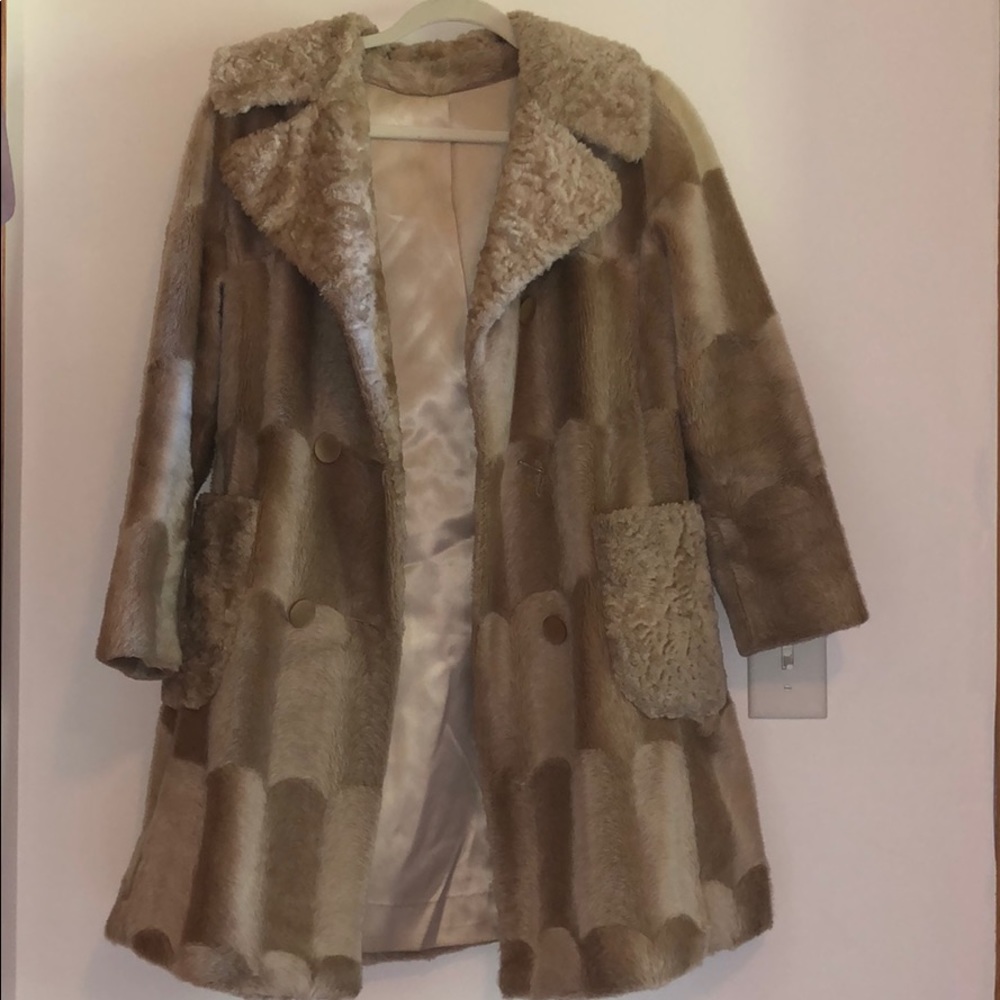 union vintage camel detailed fur jacket small/med
